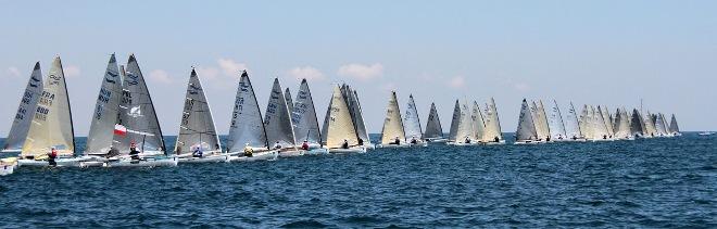 Fleet in action - 2015 Finn World Masters &copy; Mariya Abashkina